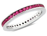 Lab-Created Synthetic Ruby Semi-Eternity Band Ring 3/4 Carat (ctw) in Sterling Silver